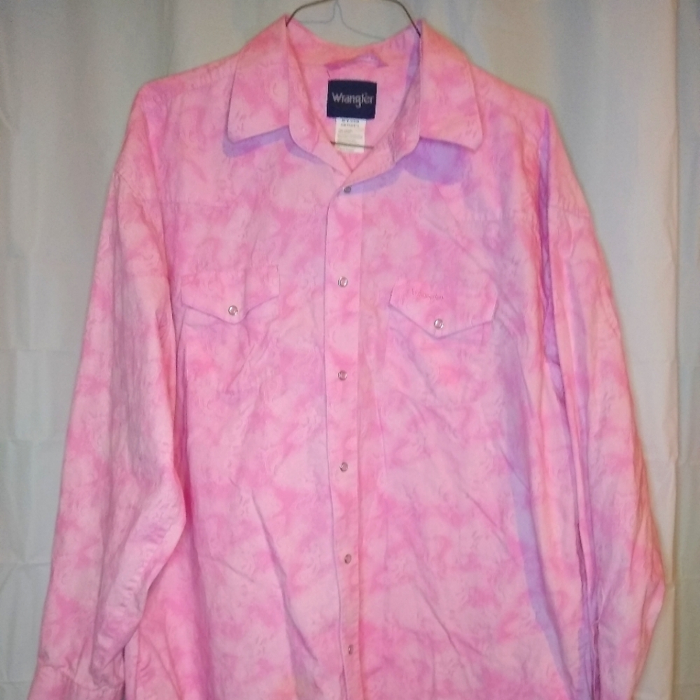 Wrangler Pink Marble Button Down Western Shirt Top AS IS.  Size XXL